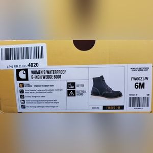 CARHARTT Moc toe Soft toe Waterproof 6" Wedge Boot in Black Women's Size 6M